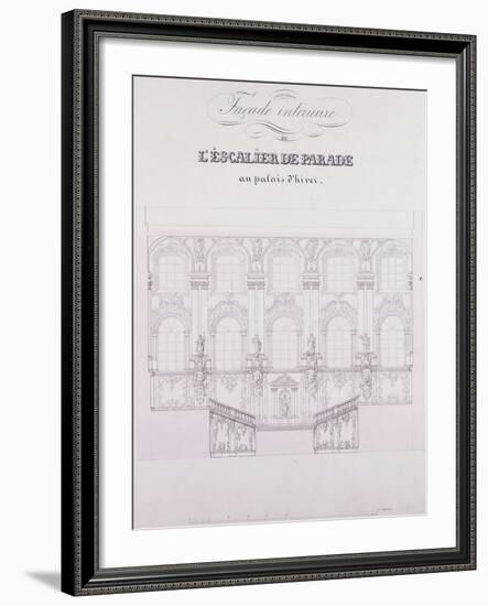 Interior Frontage of the Parade Stairs at the Winter Palace; Facade Interieure De L'Escalier De Par-null-Framed Giclee Print