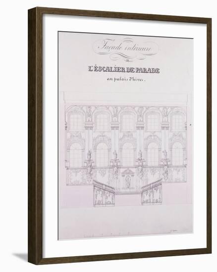 Interior Frontage of the Parade Stairs at the Winter Palace; Facade Interieure De L'Escalier De Par-null-Framed Giclee Print