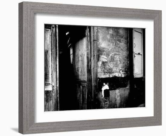 Interior Hallway and Graffiti: "Picasso Was Here," Bateau Lavoir, Montmartre-Gjon Mili-Framed Photographic Print