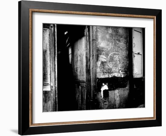 Interior Hallway and Graffiti: "Picasso Was Here," Bateau Lavoir, Montmartre-Gjon Mili-Framed Photographic Print