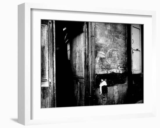 Interior Hallway and Graffiti: "Picasso Was Here," Bateau Lavoir, Montmartre-Gjon Mili-Framed Photographic Print