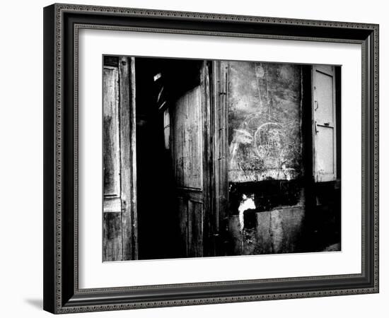 Interior Hallway and Graffiti: "Picasso Was Here," Bateau Lavoir, Montmartre-Gjon Mili-Framed Photographic Print