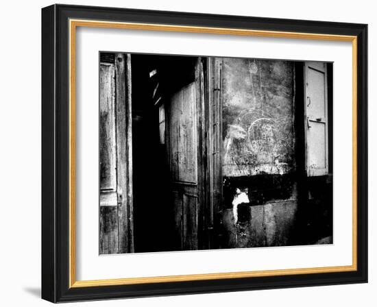 Interior Hallway and Graffiti: "Picasso Was Here," Bateau Lavoir, Montmartre-Gjon Mili-Framed Photographic Print