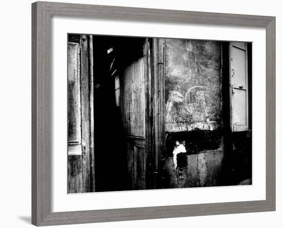 Interior Hallway and Graffiti: "Picasso Was Here," Bateau Lavoir, Montmartre-Gjon Mili-Framed Photographic Print