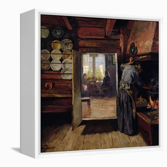 Interior in Seljord, 1890 oil on panel-Fritz Thaulow-Framed Premier Image Canvas