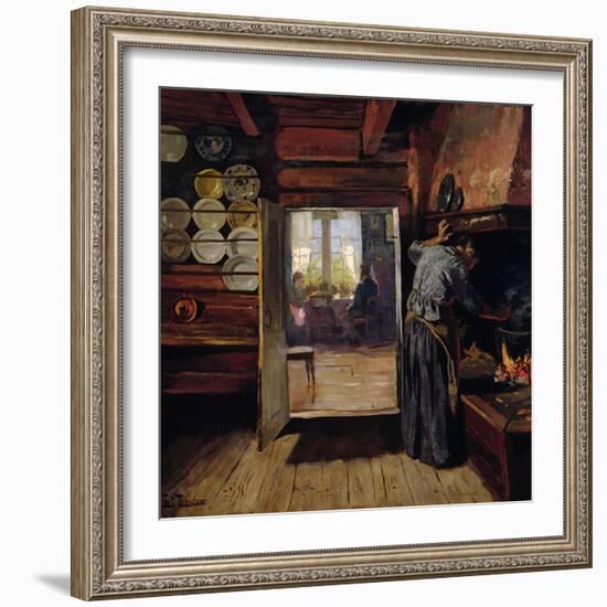 Interior in Seljord, 1890 oil on panel-Fritz Thaulow-Framed Giclee Print