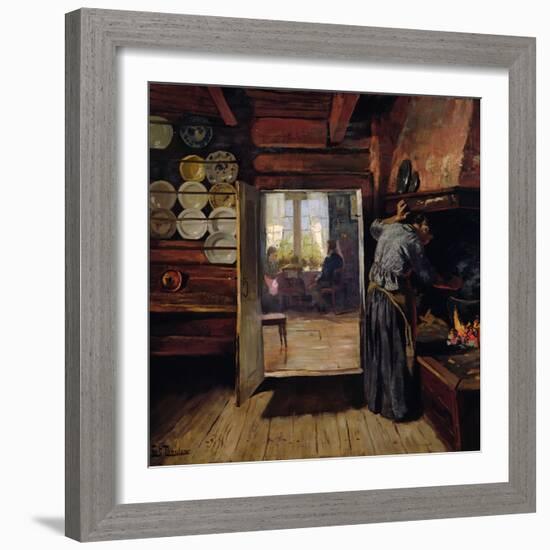 Interior in Seljord, 1890 oil on panel-Fritz Thaulow-Framed Giclee Print