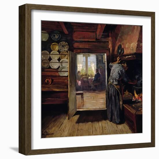 Interior in Seljord, 1890 oil on panel-Fritz Thaulow-Framed Giclee Print