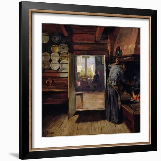 Interior in Seljord, 1890 oil on panel-Fritz Thaulow-Framed Giclee Print