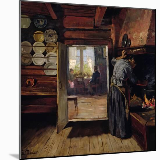 Interior in Seljord, 1890 oil on panel-Fritz Thaulow-Mounted Giclee Print