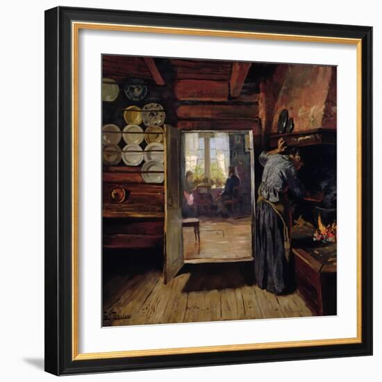 Interior in Seljord, 1890 oil on panel-Fritz Thaulow-Framed Giclee Print