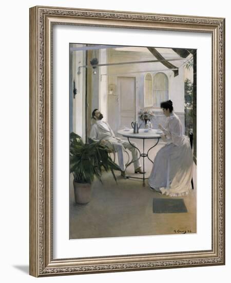 Interior in the Open Air-Ramon Casas Carbo-Framed Art Print