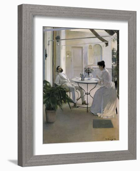 Interior in the Open Air-Ramon Casas Carbo-Framed Art Print