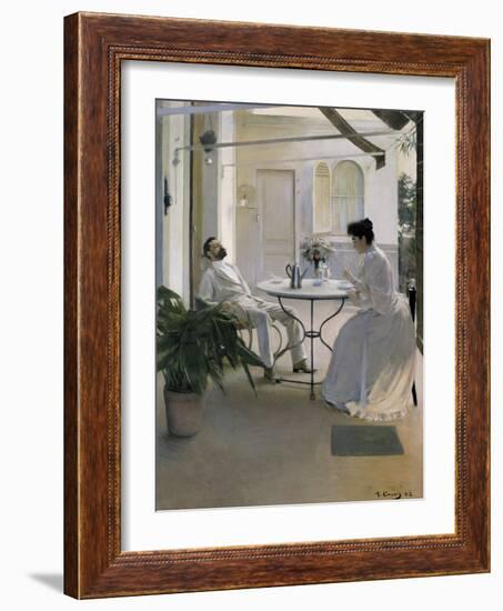 Interior in the Open Air-Ramon Casas Carbo-Framed Art Print