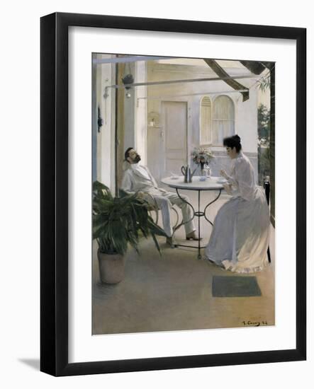 Interior in the Open Air-Ramon Casas Carbo-Framed Art Print