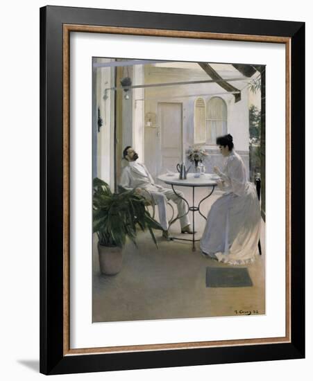 Interior in the Open Air-Ramon Casas Carbo-Framed Art Print