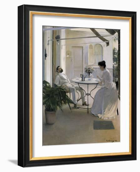 Interior in the Open Air-Ramon Casas Carbo-Framed Art Print