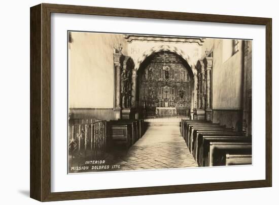 Interior, Mission Dolores, San Francisco, California-null-Framed Art Print