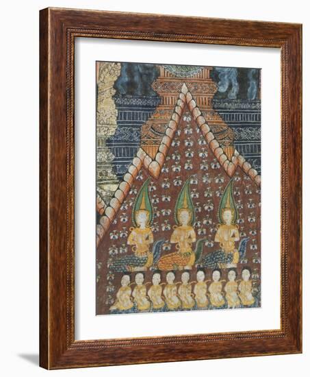 Interior Murals, Wat Pak Huak, Luang Prabang, Laos, Indochina, Southeast Asia, Asia-Richard Maschmeyer-Framed Photographic Print