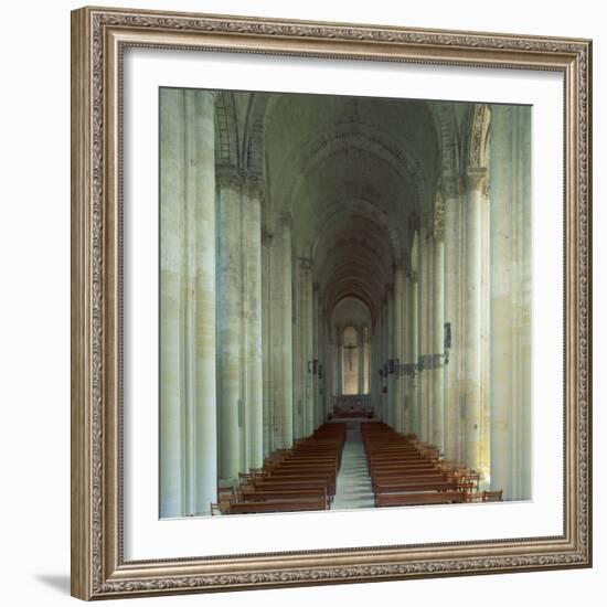 Interior of 12th Century Romanesque Church, Cunault in Anjou, Pays De La Loire, France-Tony Gervis-Framed Photographic Print