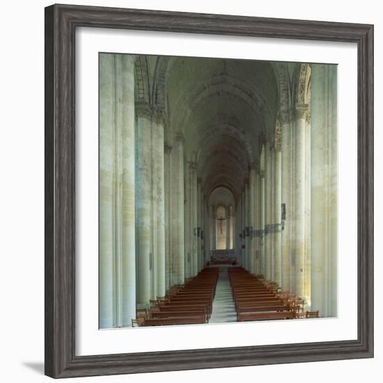 Interior of 12th Century Romanesque Church, Cunault in Anjou, Pays De La Loire, France-Tony Gervis-Framed Photographic Print