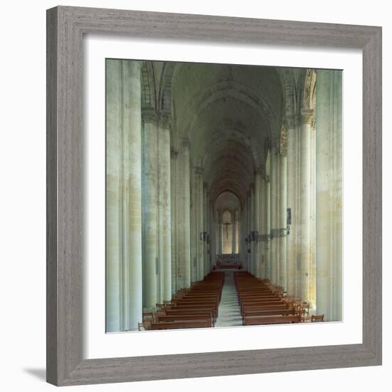 Interior of 12th Century Romanesque Church, Cunault in Anjou, Pays De La Loire, France-Tony Gervis-Framed Photographic Print