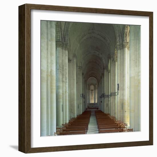 Interior of 12th Century Romanesque Church, Cunault in Anjou, Pays De La Loire, France-Tony Gervis-Framed Photographic Print