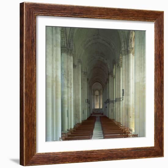 Interior of 12th Century Romanesque Church, Cunault in Anjou, Pays De La Loire, France-Tony Gervis-Framed Photographic Print