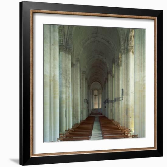 Interior of 12th Century Romanesque Church, Cunault in Anjou, Pays De La Loire, France-Tony Gervis-Framed Photographic Print