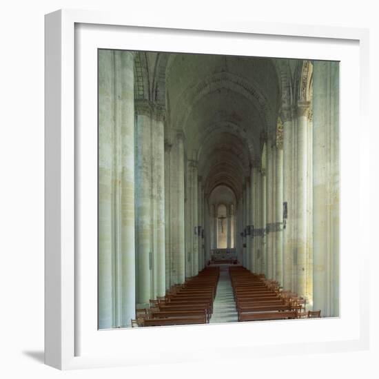 Interior of 12th Century Romanesque Church, Cunault in Anjou, Pays De La Loire, France-Tony Gervis-Framed Photographic Print