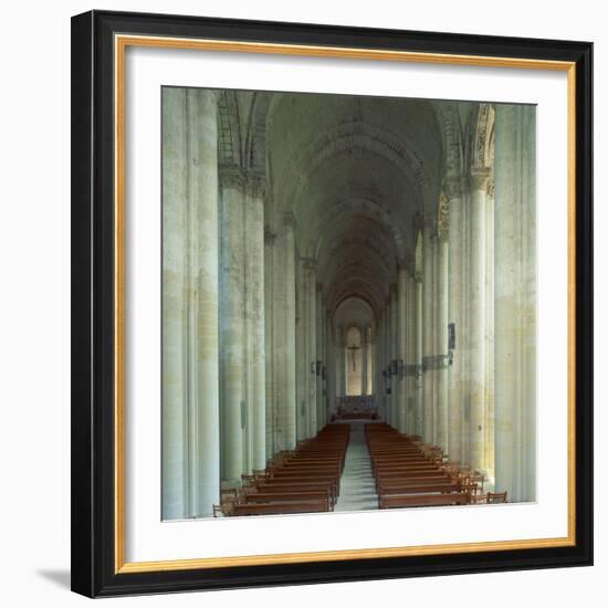 Interior of 12th Century Romanesque Church, Cunault in Anjou, Pays De La Loire, France-Tony Gervis-Framed Photographic Print