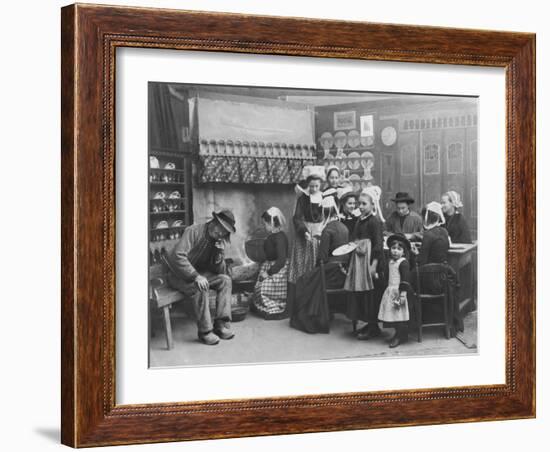 Interior of a Breton Pancake Restaurant, Finistere, c.1900-French Photographer-Framed Photographic Print