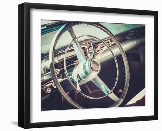 Interior of a Classic American Car-NejroN Photo-Framed Photographic Print