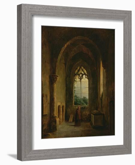 Interior of a Cloister (Oil on Canvas)-Louis Jacques Mande Daguerre-Framed Giclee Print