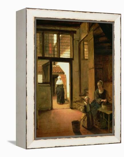 Interior of a Dutch House-Pieter de Hooch-Framed Premier Image Canvas