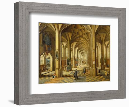 Interior of a Gothic Style Church with Three Naves-Hendrik The Younger Steenwyck-Framed Giclee Print