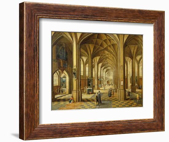 Interior of a Gothic Style Church with Three Naves-Hendrik The Younger Steenwyck-Framed Giclee Print