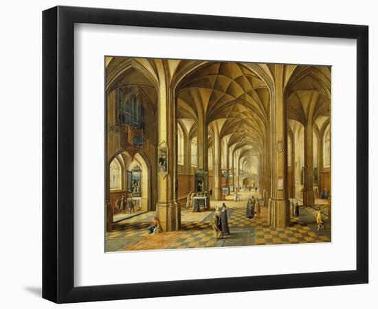 Interior of a Gothic Style Church with Three Naves-Hendrik The Younger Steenwyck-Framed Giclee Print