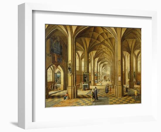 Interior of a Gothic Style Church with Three Naves-Hendrik The Younger Steenwyck-Framed Giclee Print