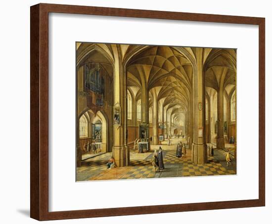 Interior of a Gothic Style Church with Three Naves-Hendrik The Younger Steenwyck-Framed Giclee Print