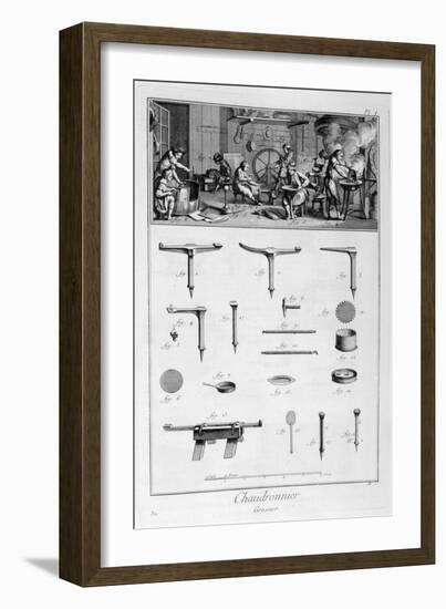 Interior of a Ironmongers, and Plans of Instruments, 1751-1777-Denis Diderot-Framed Giclee Print