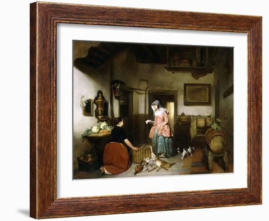 Interior of a Larder with Women Cleaning Game, 1852-Hubertus van Hove-Framed Giclee Print