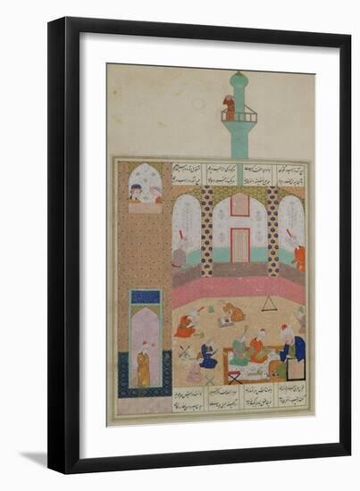 Interior of a Madrasa, from a Poem by Elyas Nizami circa 1550-null-Framed Giclee Print