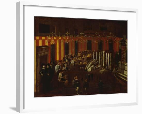 Interior of a North Italian Synagogue During Rosh Ha-Shanah Service-North Italian School-Framed Giclee Print