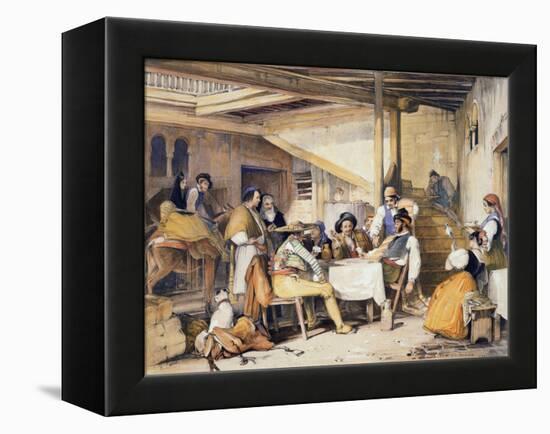 Interior of a Posada-John Frederick Lewis-Framed Premier Image Canvas