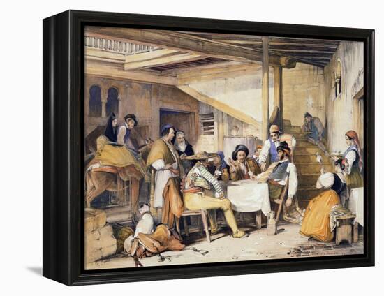 Interior of a Posada-John Frederick Lewis-Framed Premier Image Canvas