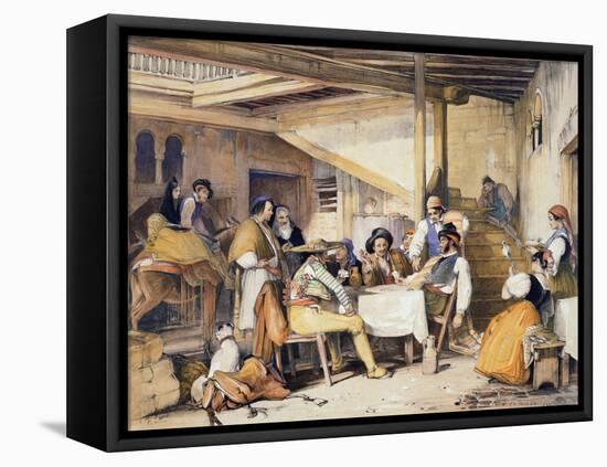 Interior of a Posada-John Frederick Lewis-Framed Premier Image Canvas