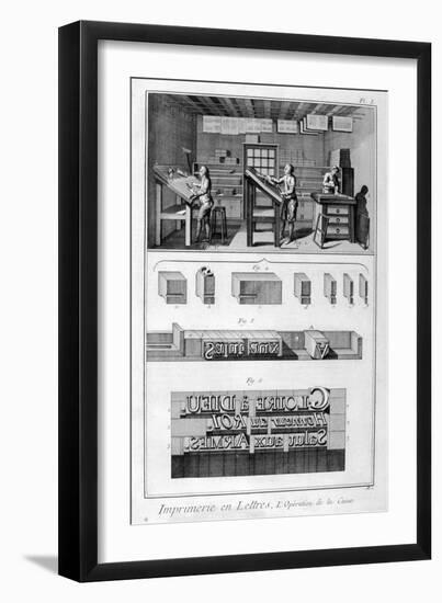 Interior of a Printing Works, Type Setting, 1751-1777-Denis Diderot-Framed Giclee Print