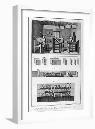 Interior of a Printing Works, Type Setting, 1751-1777-Denis Diderot-Framed Giclee Print