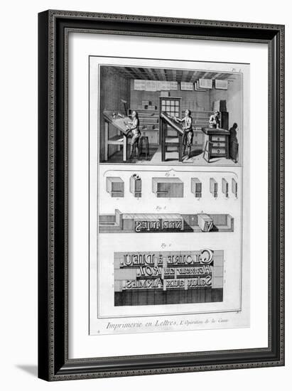 Interior of a Printing Works, Type Setting, 1751-1777-Denis Diderot-Framed Giclee Print